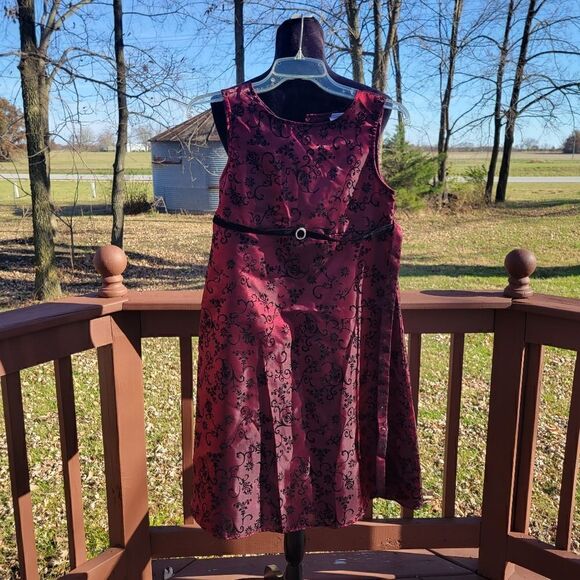 Perfectly Dressed Burgundy Sleeveless Holiday Party Dress Girls Sz 12 - Picture 1 of 13